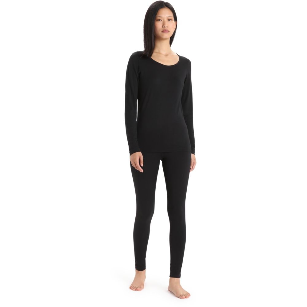 Icebreaker 200 oasis Long Sleeve Scoop Women's Black 104378-0011 onderkleding/thermokleding online bestellen bij Kathmandu Outdoor & Travel