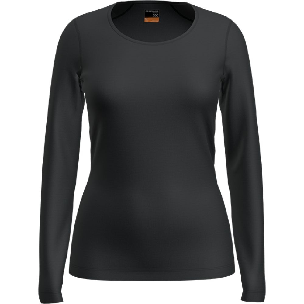 Icebreaker 200 oasis Long Sleeve Scoop Women's Black 104378-0011 onderkleding/thermokleding online bestellen bij Kathmandu Outdoor & Travel