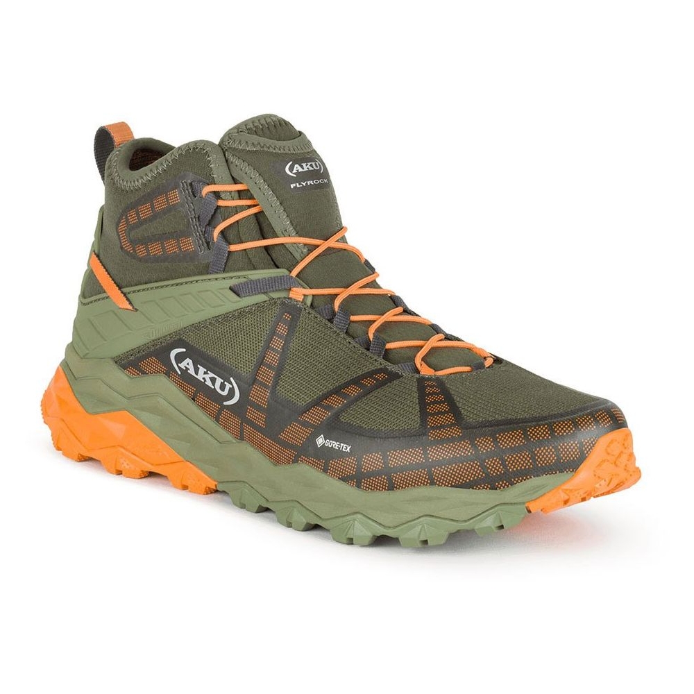AKU Flyrock Mid GTX Military Green/Orange 695-486 wandelschoenen heren online bestellen bij Kathmandu Outdoor & Travel
