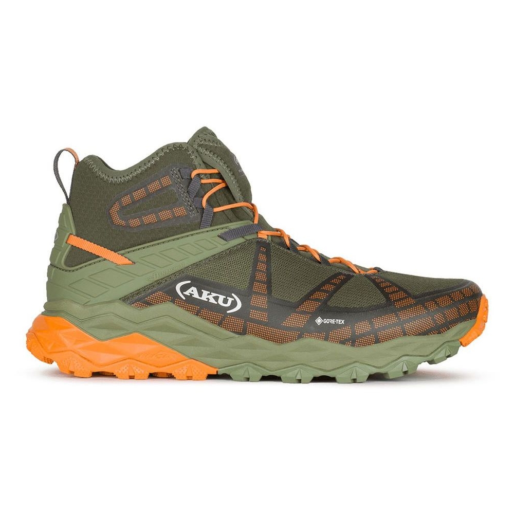 AKU Flyrock Mid GTX Military Green/Orange 695-486 wandelschoenen heren online bestellen bij Kathmandu Outdoor & Travel
