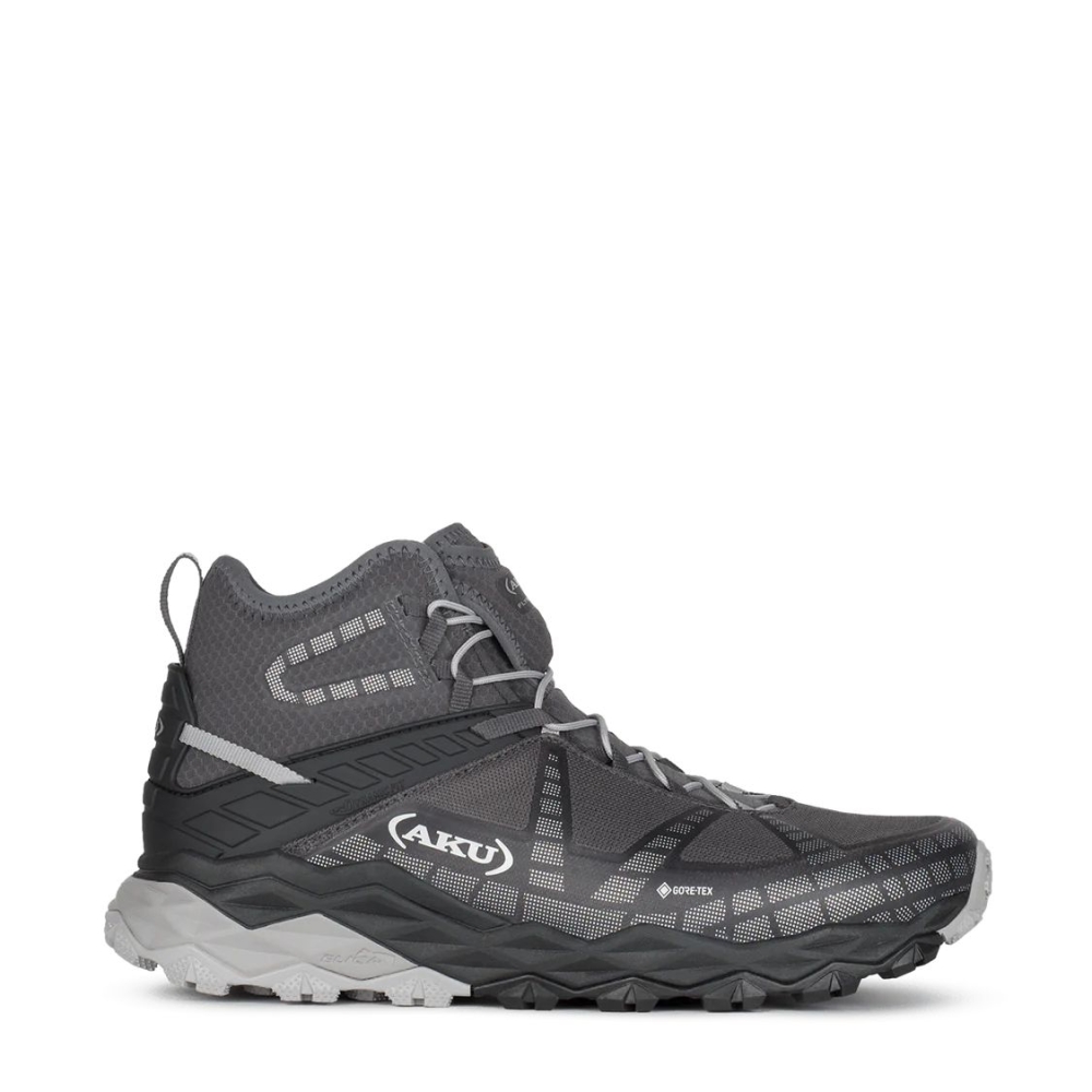 AKU Flyrock Mid GTX Black/Silver 695-632 wandelschoenen heren online bestellen bij Kathmandu Outdoor & Travel