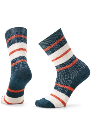 Smartwool Everyday Striped Cable Crew Socks Twilight Blue SW001847G741-Twiligh sokken online bestellen bij Kathmandu Outdoor & Travel