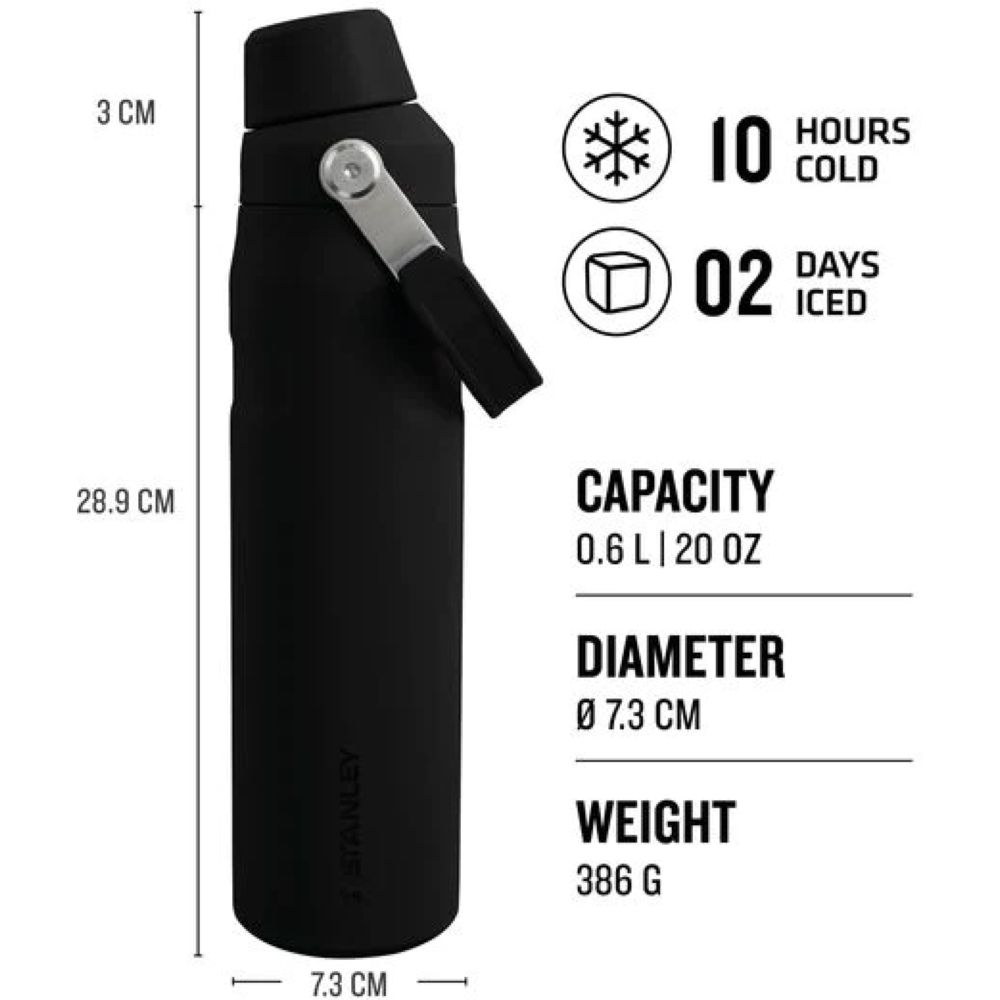 Stanley The Aerolight IceFlow Water Bottle Fast Flow 0,6L Black  10-12515-001 drinkflessen en thermosflessen online bestellen bij Kathmandu Outdoor & Travel