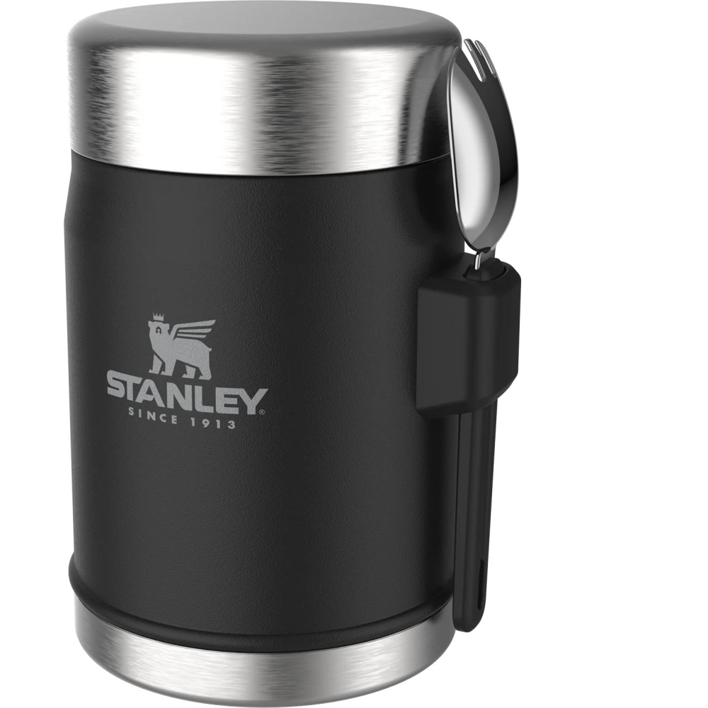 Stanley The Legendary Food Jar + Spork 0,4L  Matte Black Pebble  10-09382-005 drinkflessen en thermosflessen online bestellen bij Kathmandu Outdoor & Travel