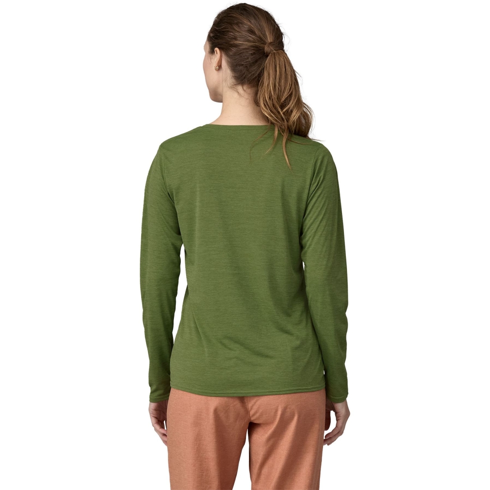 Patagonia Long Sleeve Cool Daily Graphic Shirt Women's '73 Text Logo: Terrain Green X 45205-TTNX shirts en tops online bestellen bij Kathmandu Outdoor & Travel