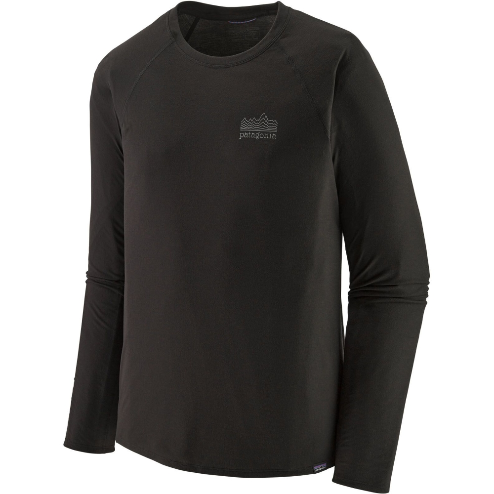 Patagonia Long Sleeve Cap Cool Trail Graphic Shirt Strata Stencil: Black 23710-STBK shirts en tops online bestellen bij Kathmandu Outdoor & Travel