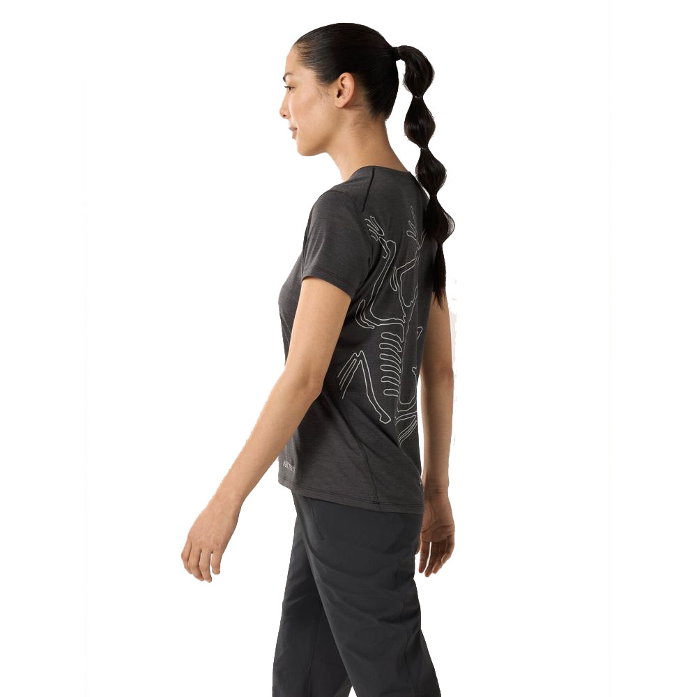 Arc'teryx Taema Arc'bird Crew SS Women's Black Heather 7694-Black Heather shirts en tops online bestellen bij Kathmandu Outdoor & Travel