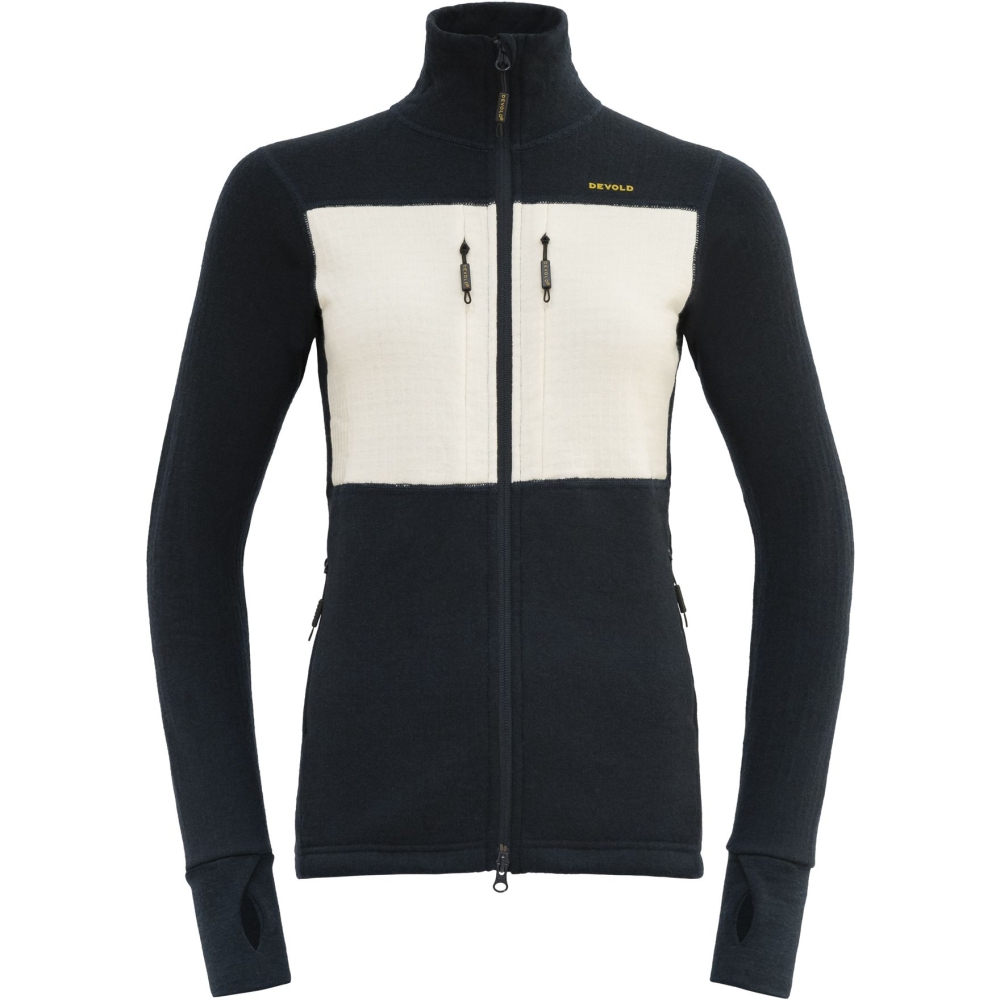 Devold Egga Grid Merino Jkt Women's Ink/Offwhite GO 206 470 A-284C fleeces en truien online bestellen bij Kathmandu Outdoor & Travel