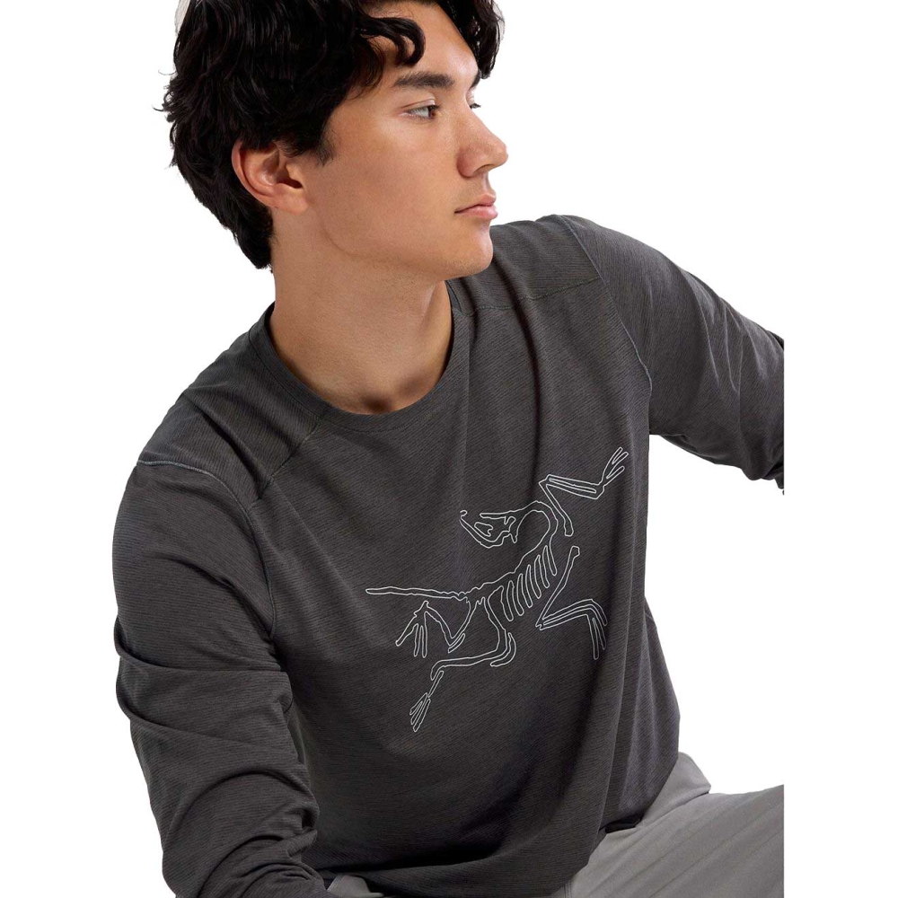 Arc'teryx Cormac Logo Ls Black Heather / Solitude 8452-Black Heather / shirts en tops online bestellen bij Kathmandu Outdoor & Travel