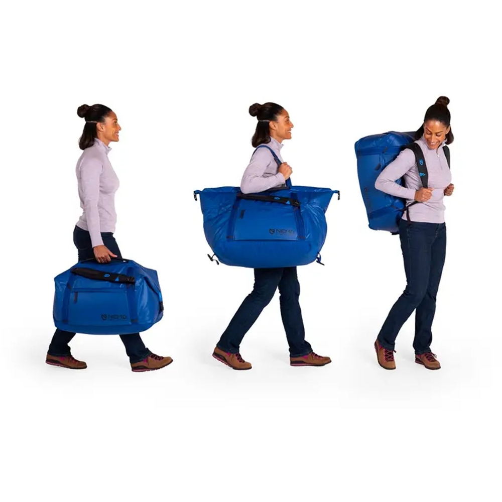 Nemo Double Haul Convertible Duffel 70L (Lake) Lake 811666033611-Lake duffels online bestellen bij Kathmandu Outdoor & Travel