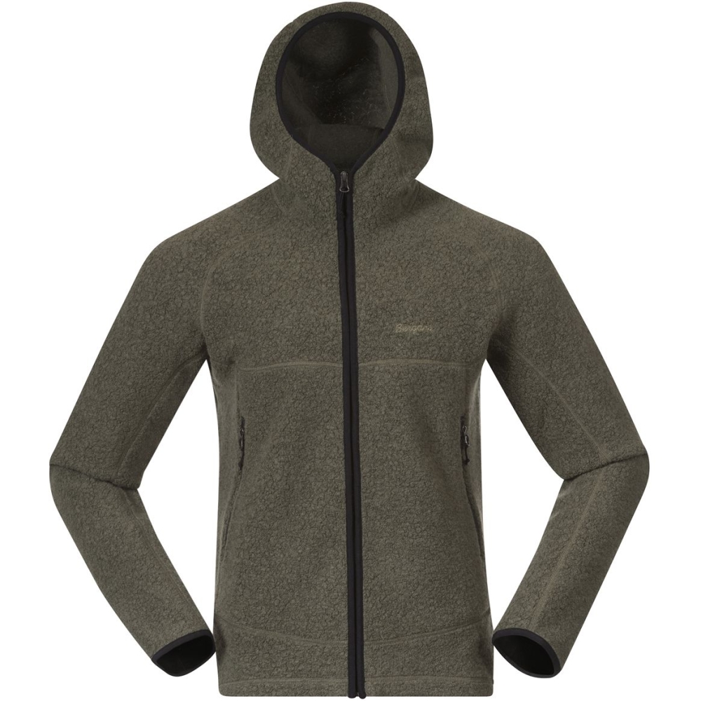 Bergans Vaagaa Merino Terry Midlayer Hoodie Green Mud 3392-12731 fleeces en truien online bestellen bij Kathmandu Outdoor & Travel
