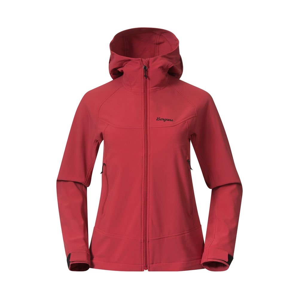 Bergans Vaagaa Softshell Jacket Hood Women's Crimson Red 3363-21847 jassen online bestellen bij Kathmandu Outdoor & Travel