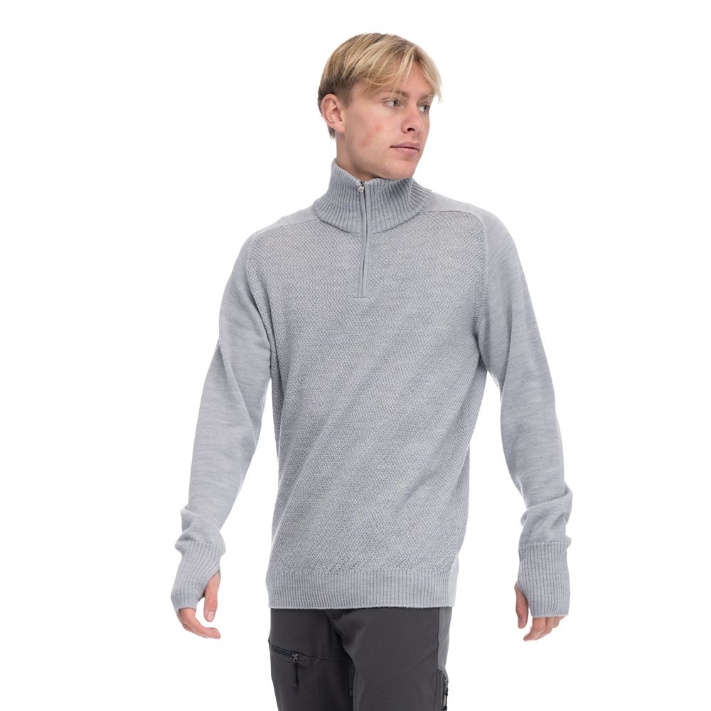 Bergans Ulriken Light Merino Jumper Magnesium Grey 3129-21852 fleeces en truien online bestellen bij Kathmandu Outdoor & Travel