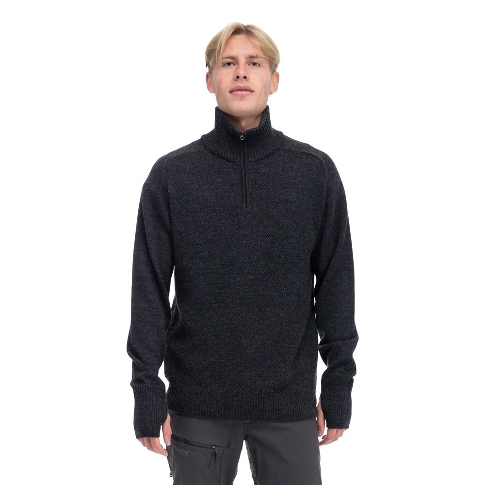 Bergans Ulriken Light Merino Jumper Dark Shadow Grey 3129-24616 fleeces en truien online bestellen bij Kathmandu Outdoor & Travel