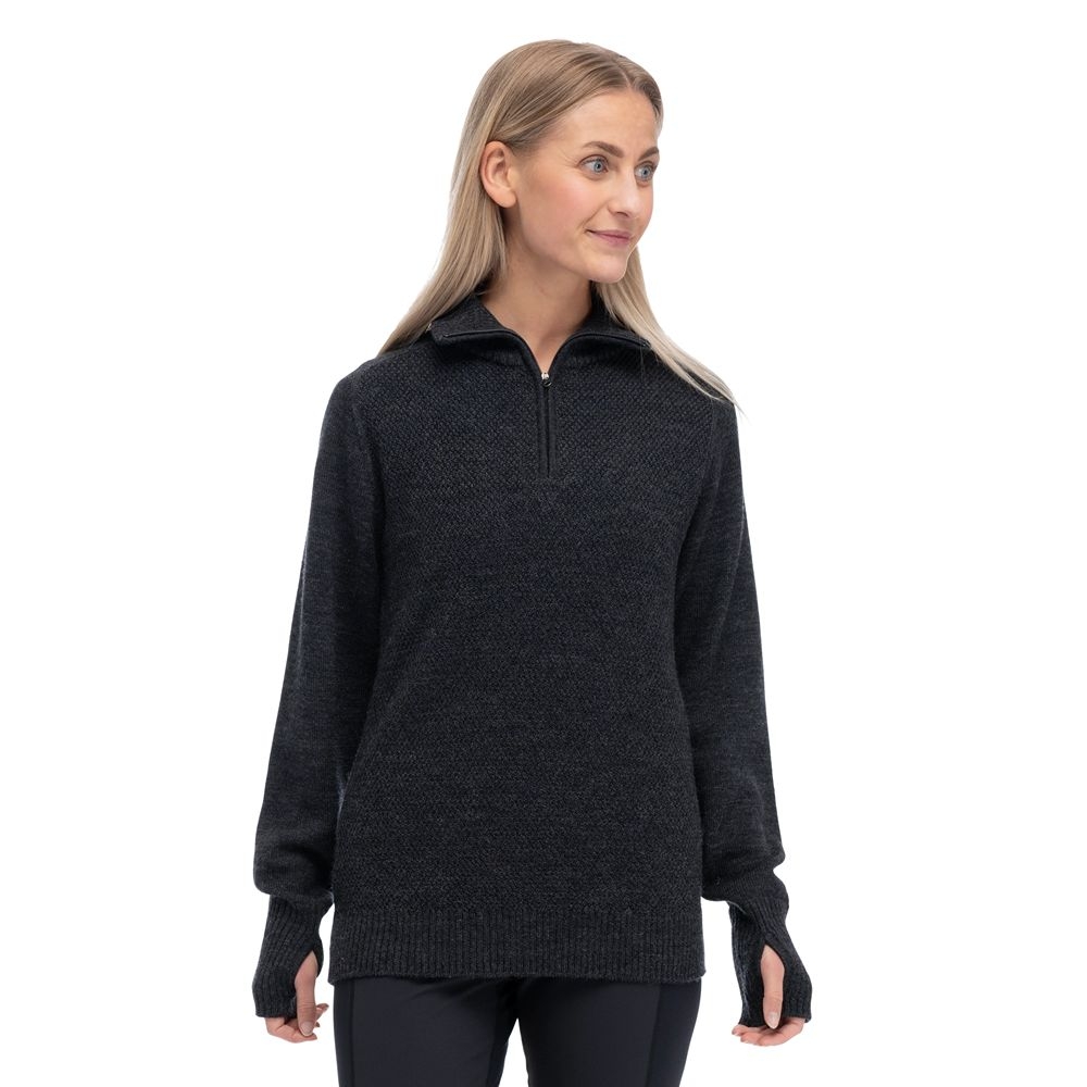 Bergans Ulriken Light Merino Jumper Women's Dark Shadow Grey 3130-24616 fleeces en truien online bestellen bij Kathmandu Outdoor & Travel