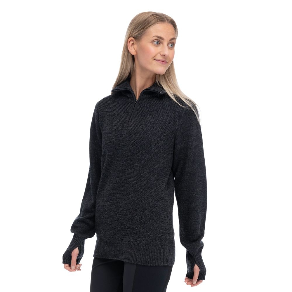 Bergans Ulriken Light Merino Jumper Women's Dark Shadow Grey 3130-24616 fleeces en truien online bestellen bij Kathmandu Outdoor & Travel