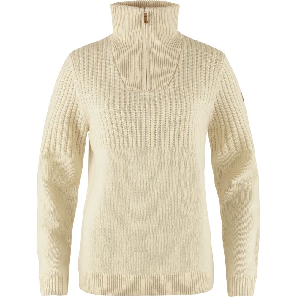 Fjällräven Övik Half Zip Knit Women's Chalk White F86993-113 fleeces en truien online bestellen bij Kathmandu Outdoor & Travel