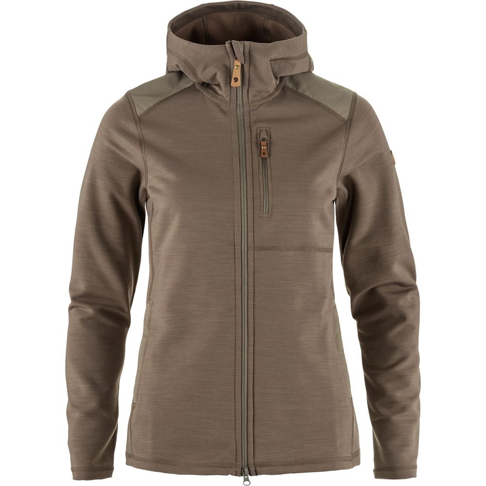 Fjällräven Keb Fleece Hoodie Women's Suede Brown F86990-244 fleeces en truien online bestellen bij Kathmandu Outdoor & Travel