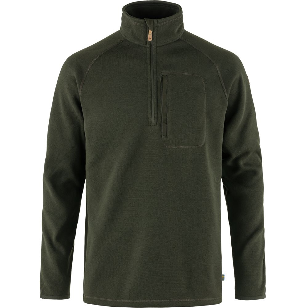 Fjällräven Övik Fleece Half Zip Deep Forest F87154-662 fleeces en truien online bestellen bij Kathmandu Outdoor & Travel