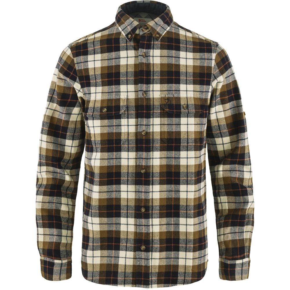 Fjällräven Singi Heavy Flannel Shirt Chalk White-Dark Navy F81373-113-555 shirts en tops online bestellen bij Kathmandu Outdoor & Travel