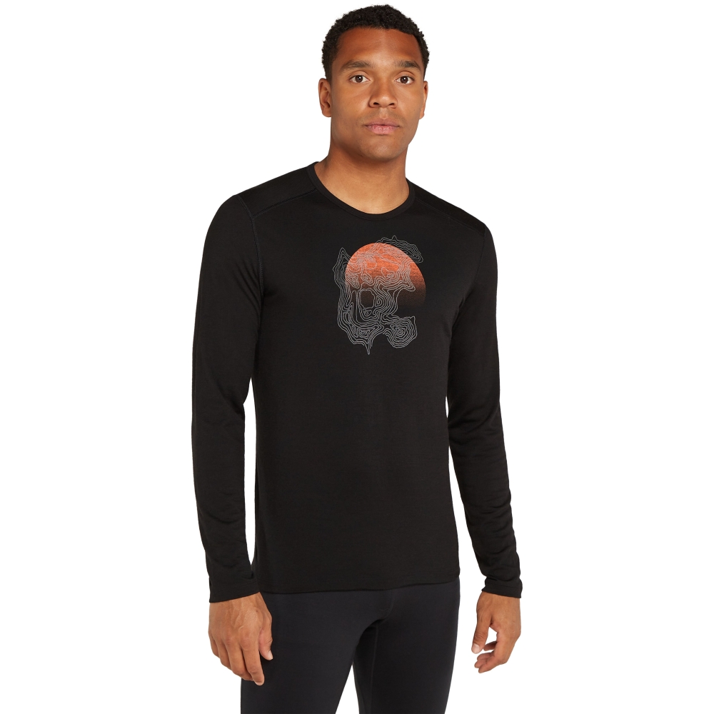 Icebreaker Mer 200 Oasis LS Crewe Ruapehu Round  Black IB0A572O-0011 onderkleding/thermokleding online bestellen bij Kathmandu Outdoor & Travel