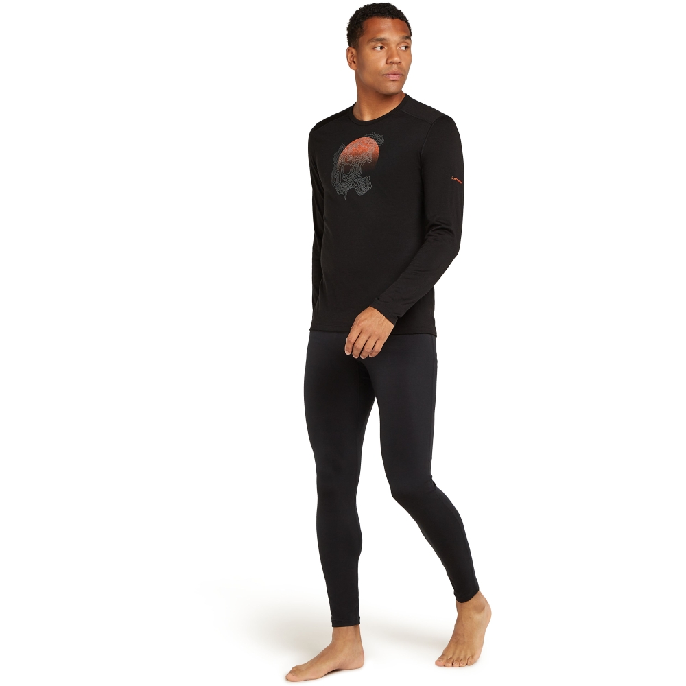 Icebreaker Mer 200 Oasis LS Crewe Ruapehu Round  Black IB0A572O-0011 onderkleding/thermokleding online bestellen bij Kathmandu Outdoor & Travel