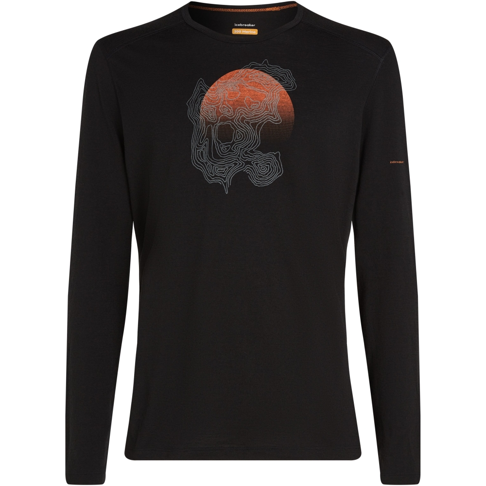 Icebreaker Mer 200 Oasis LS Crewe Ruapehu Round  Black IB0A572O-0011 onderkleding/thermokleding online bestellen bij Kathmandu Outdoor & Travel