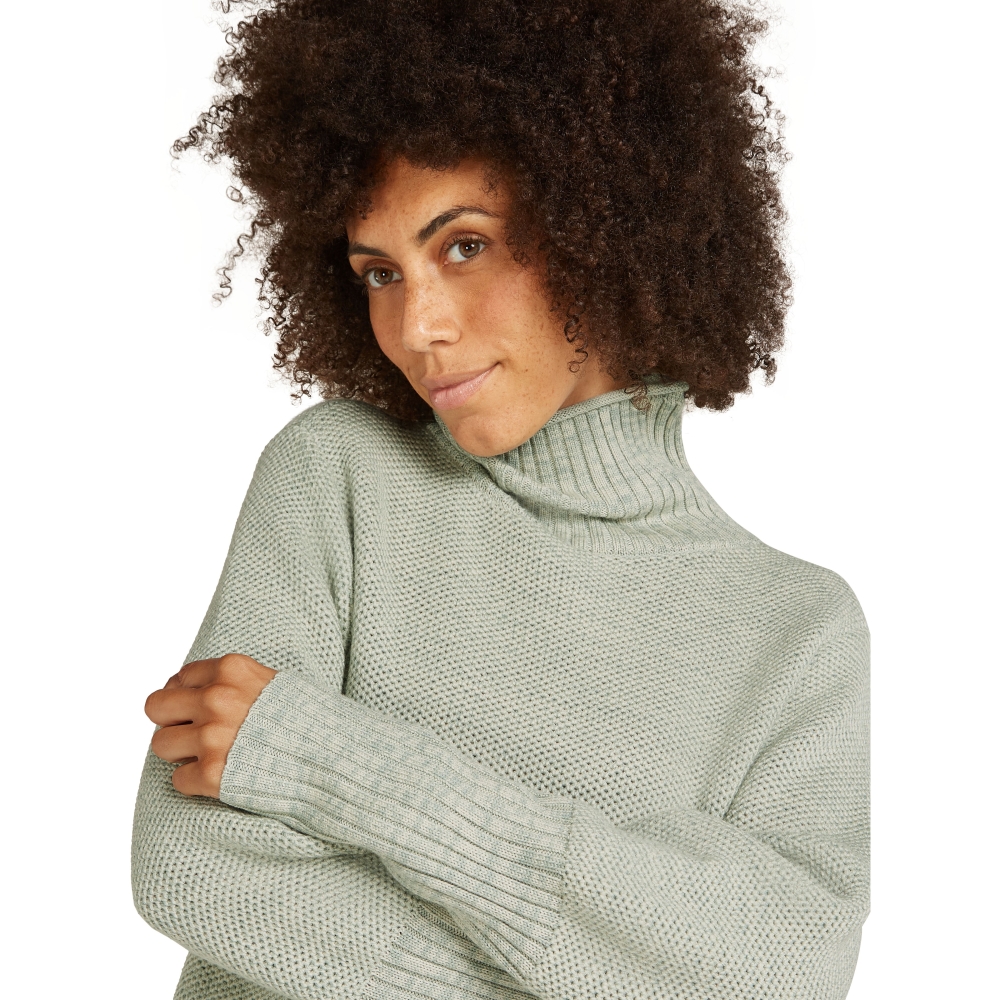 Icebreaker Seevista Funnel Neck Sweater Women's Ashen/Moss IB0A59LI-02R1 fleeces en truien online bestellen bij Kathmandu Outdoor & Travel