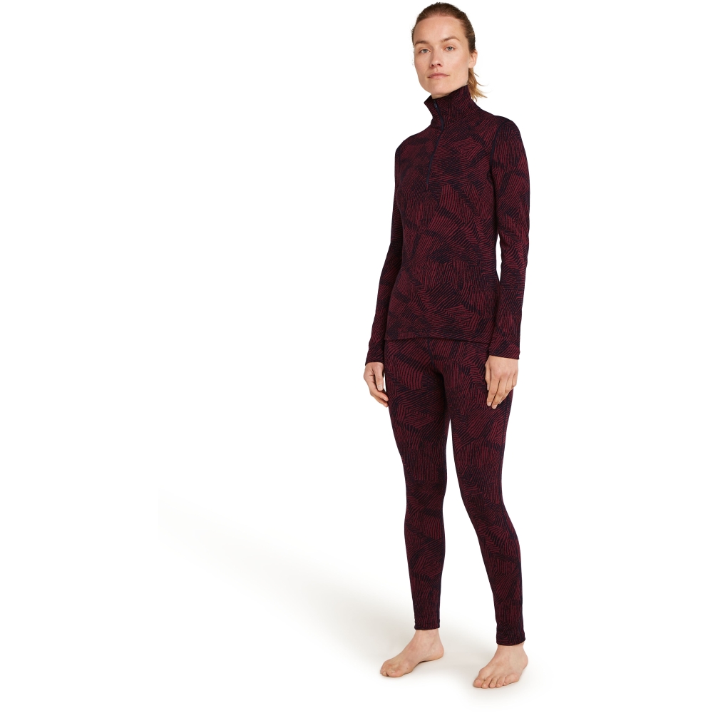 Icebreaker Mer 260 Vertex LS Half Z Frozen Forms Women's Black/Port IB0A574Q-03K1 onderkleding/thermokleding online bestellen bij Kathmandu Outdoor & Travel
