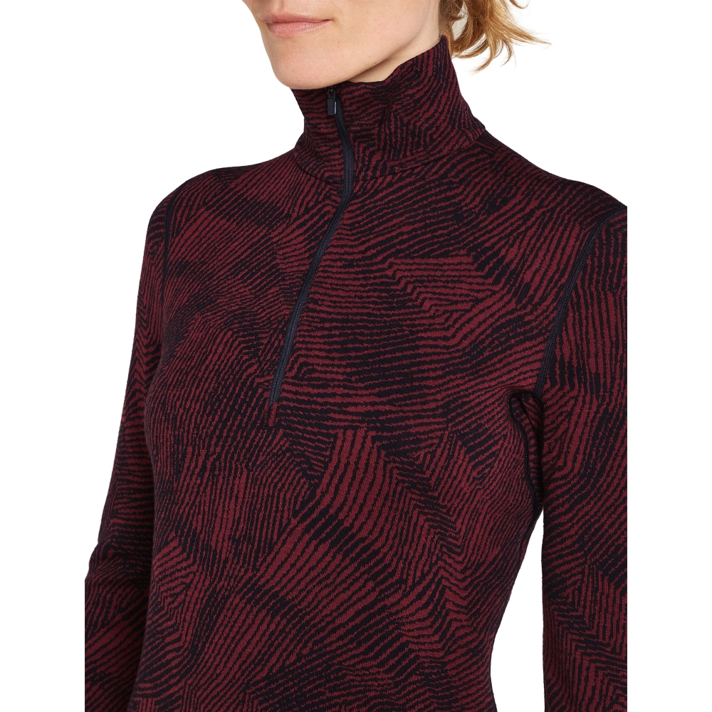 Icebreaker Mer 260 Vertex LS Half Z Frozen Forms Women's Black/Port IB0A574Q-03K1 onderkleding/thermokleding online bestellen bij Kathmandu Outdoor & Travel