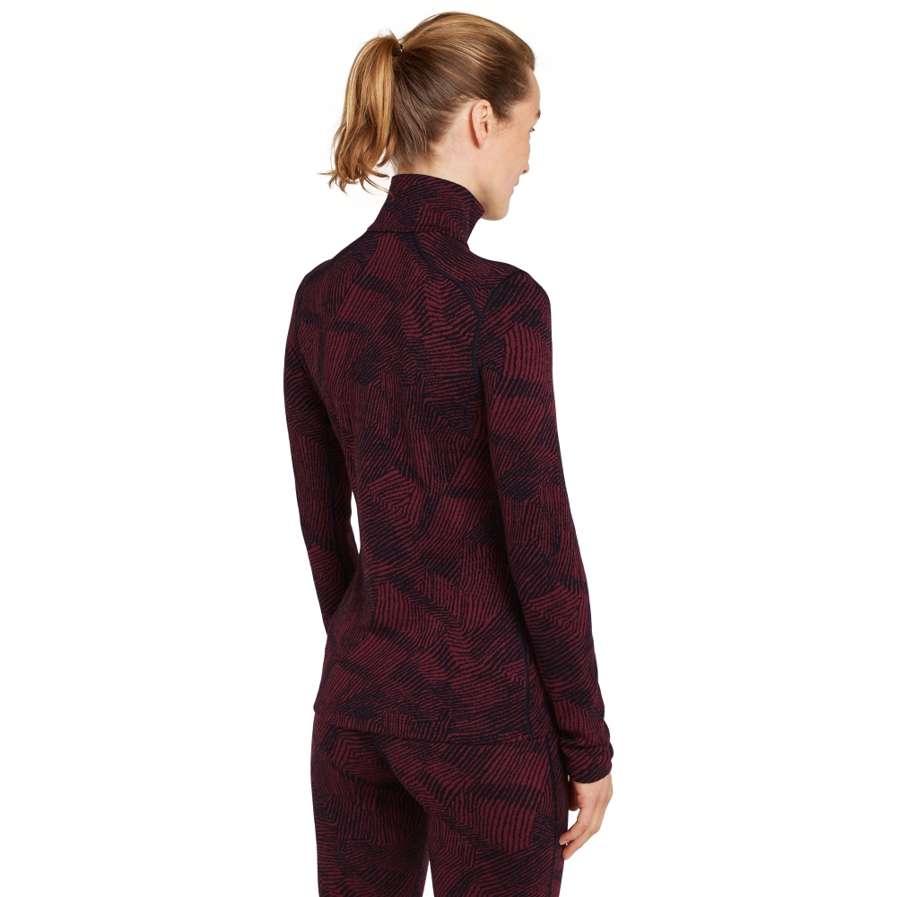 Icebreaker Mer 260 Vertex LS Half Z Frozen Forms Women's Black/Port IB0A574Q-03K1 onderkleding/thermokleding online bestellen bij Kathmandu Outdoor & Travel