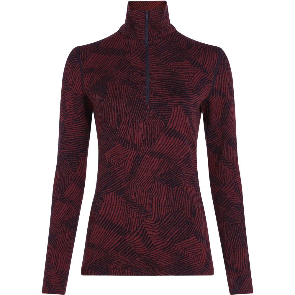 Icebreaker Mer 260 Vertex LS Half Z Frozen Forms Women's Black/Port IB0A574Q-03K1 onderkleding/thermokleding online bestellen bij Kathmandu Outdoor & Travel