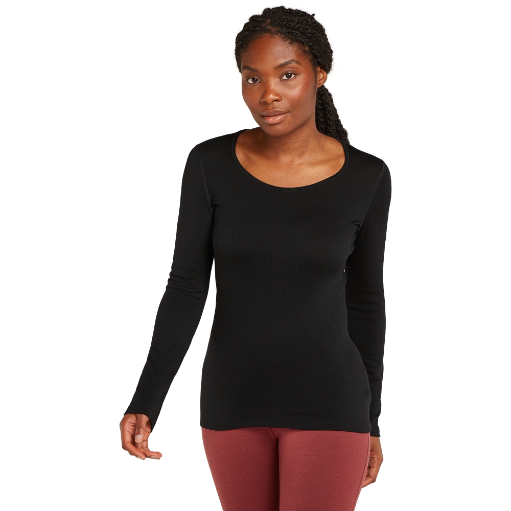 Icebreaker Mer 260 Tech LS Scoop Women's Black IB0A5727-0011 onderkleding/thermokleding online bestellen bij Kathmandu Outdoor & Travel