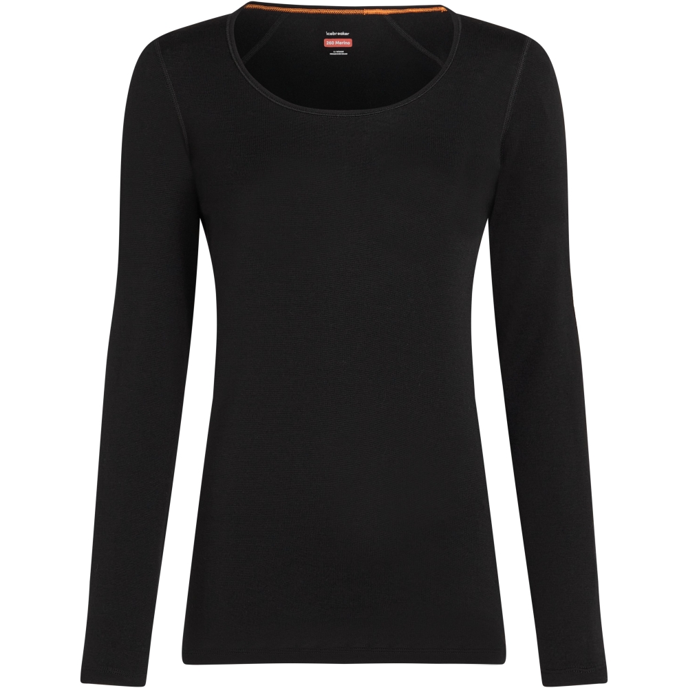 Icebreaker Mer 260 Tech LS Scoop Women's Black IB0A5727-0011 onderkleding/thermokleding online bestellen bij Kathmandu Outdoor & Travel