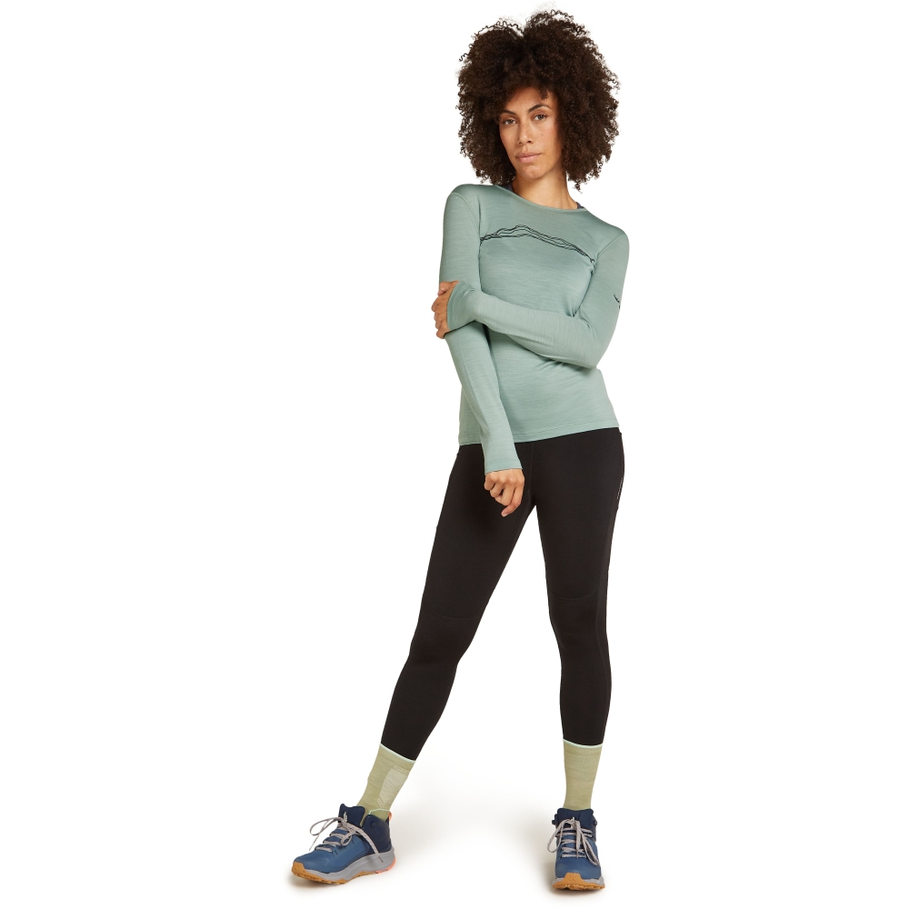 Icebreaker Mer 200 Oasis LS Crewe Mountain Pulse Women's Moss IB0A574V-01G1 onderkleding/thermokleding online bestellen bij Kathmandu Outdoor & Travel