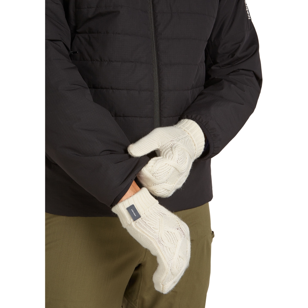 Icebreaker Mer Cable Knit Mittens Undued IB0A573H-0001 kleding accessoires online bestellen bij Kathmandu Outdoor & Travel