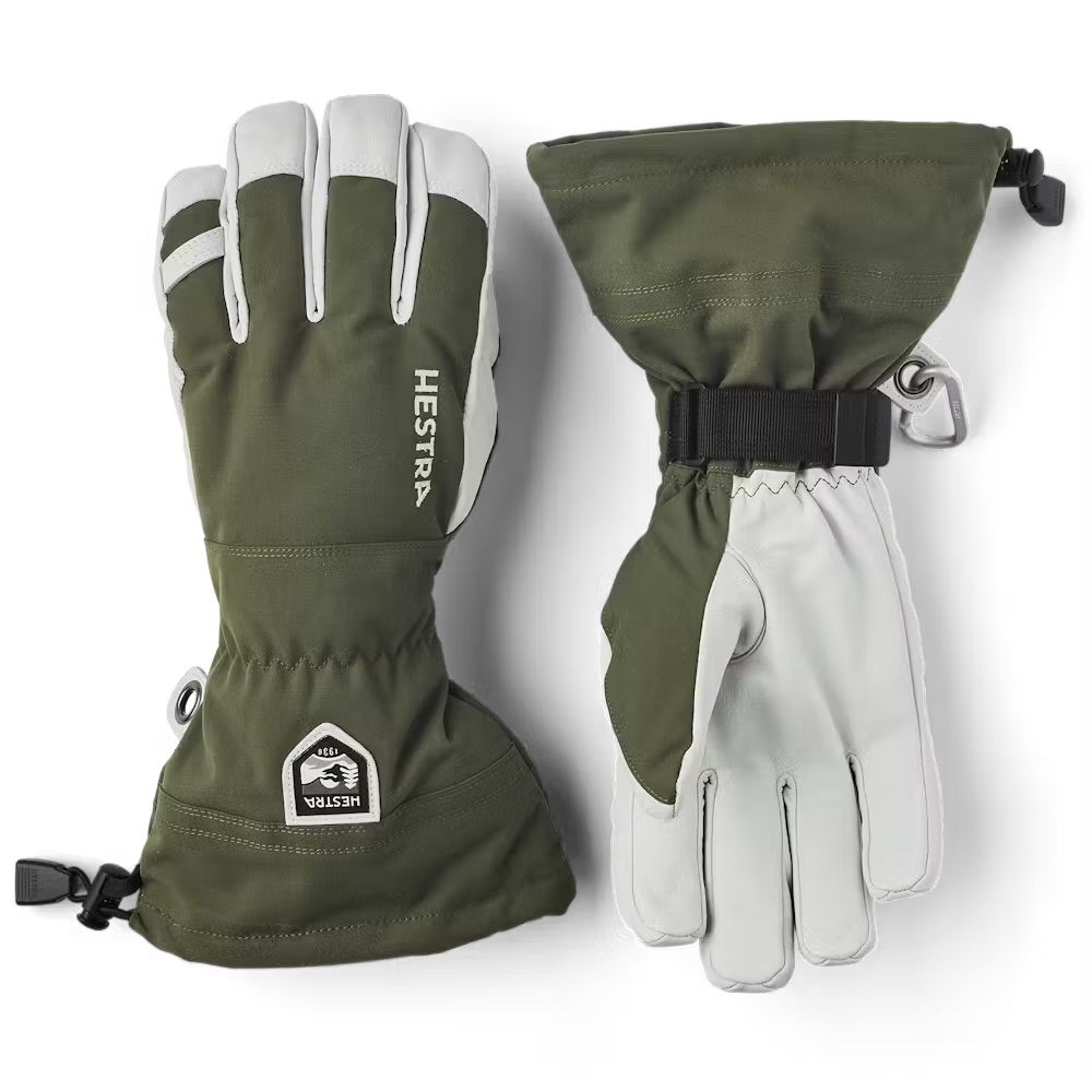 Hestra Army Leather Heli Ski - 5 finger Olive 30570-870 kleding accessoires online bestellen bij Kathmandu Outdoor & Travel