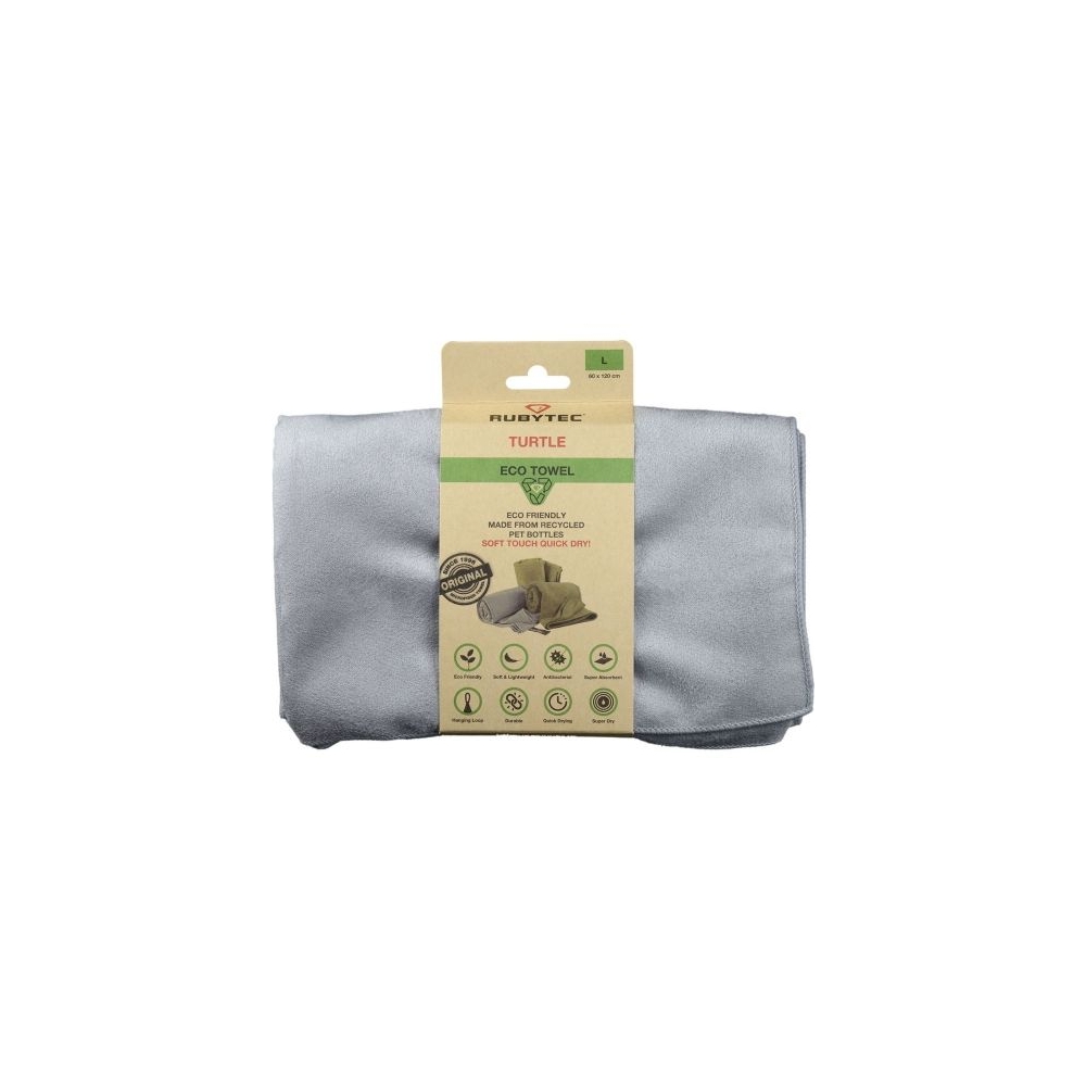 Rubytec Turtle Eco Towel Grey L Grey RU12012L toiletartikelen online bestellen bij Kathmandu Outdoor & Travel