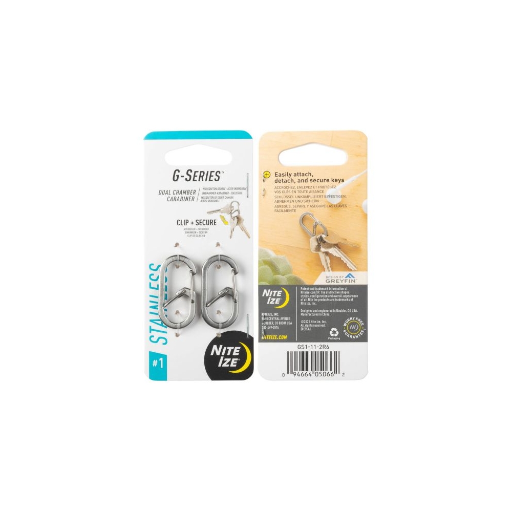 Nite-Ize G-Series Karabijnhaak 2-Pack Zilver #1 Zilver NI GS1-11-2R6 gadgets en handigheden online bestellen bij Kathmandu Outdoor & Travel