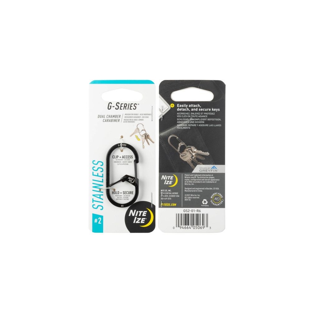 Nite-Ize G-Series Karabijnhaak Zwart #2 Zwart NI GS2-01-R6 gadgets en handigheden online bestellen bij Kathmandu Outdoor & Travel