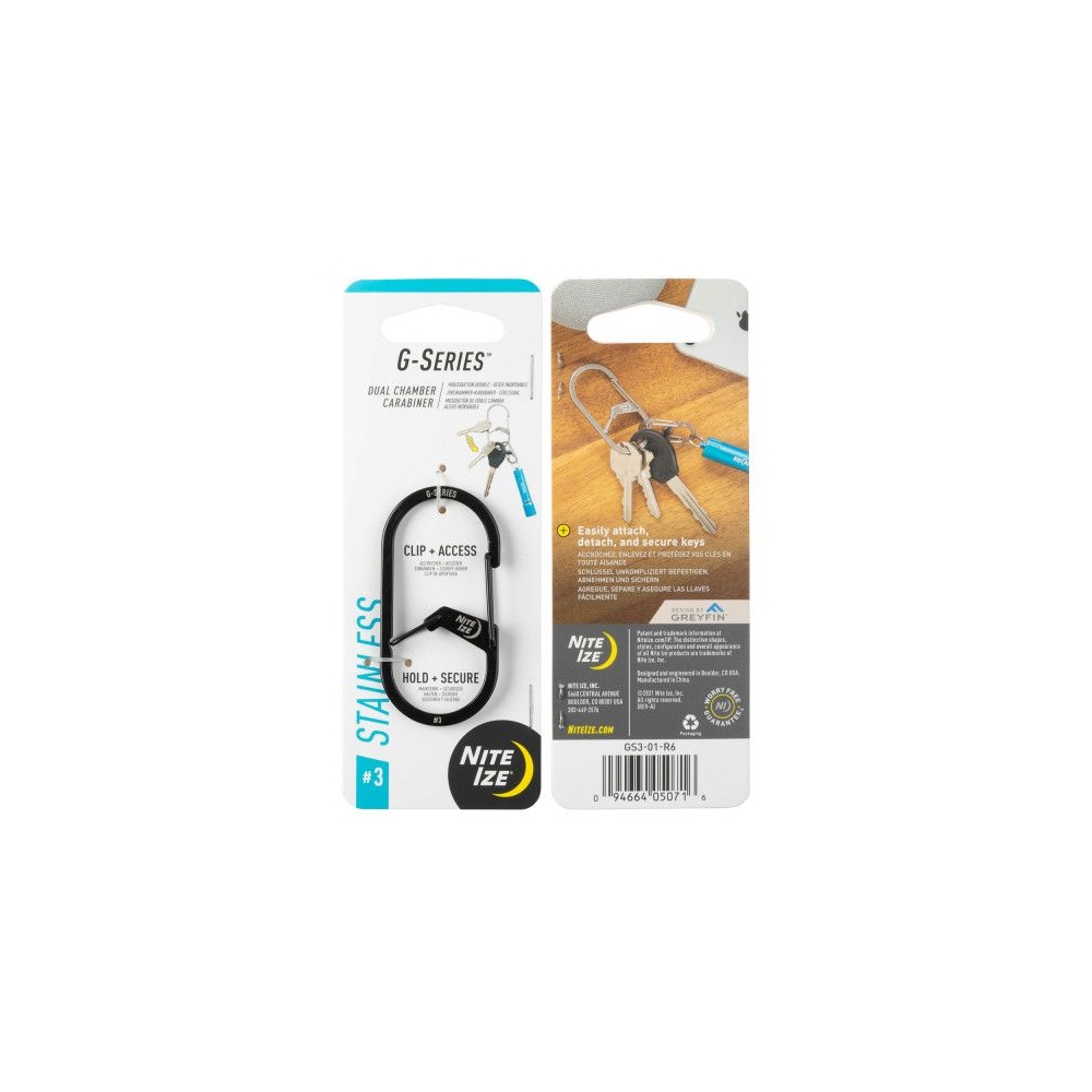 Nite-Ize G-Series Karabijnhaak Zwart #3 Zwart NI GS3-01-R6 gadgets en handigheden online bestellen bij Kathmandu Outdoor & Travel