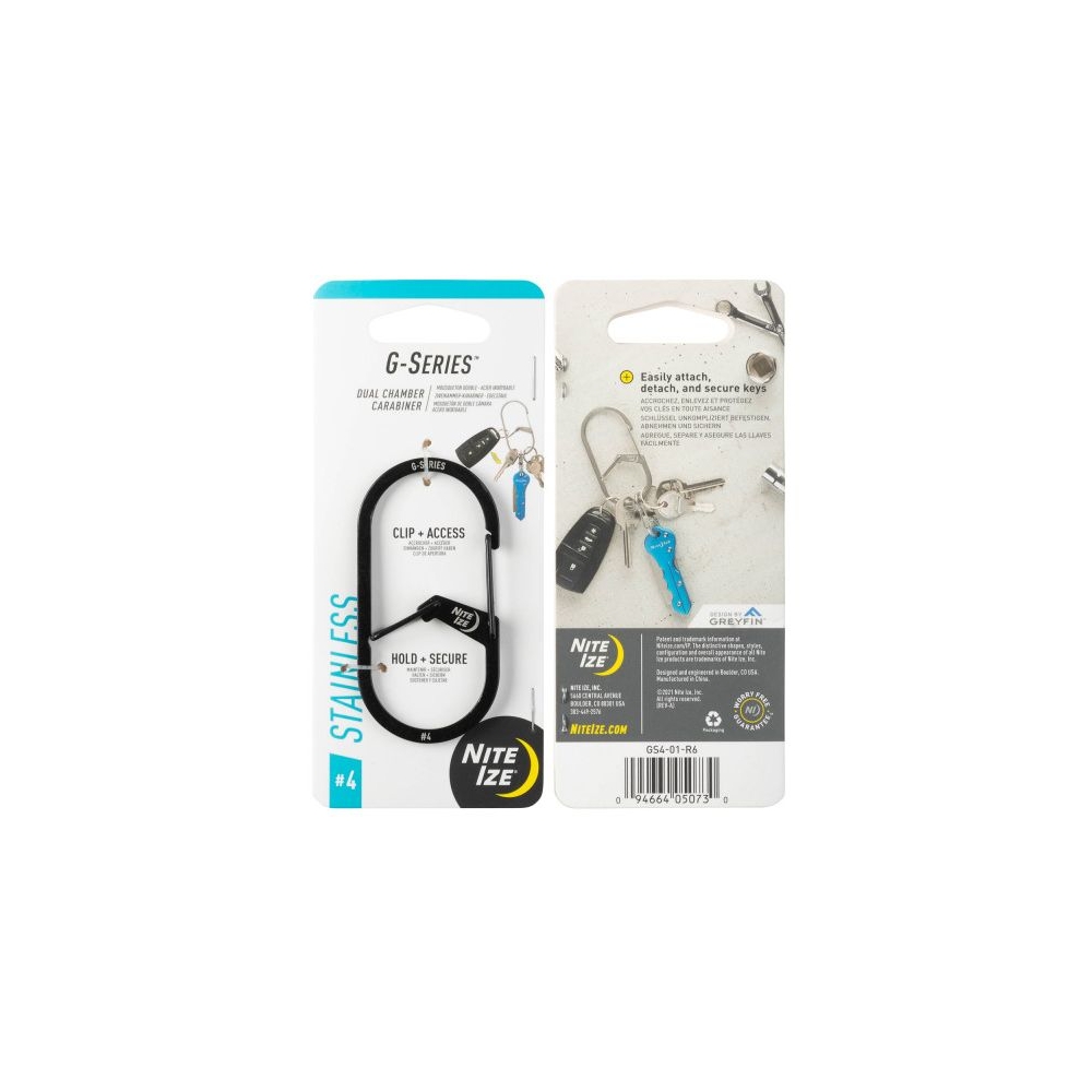 Nite-Ize G-Series Karabijnhaak Zwart #4 Zwart NI GS4-01-R6 gadgets en handigheden online bestellen bij Kathmandu Outdoor & Travel