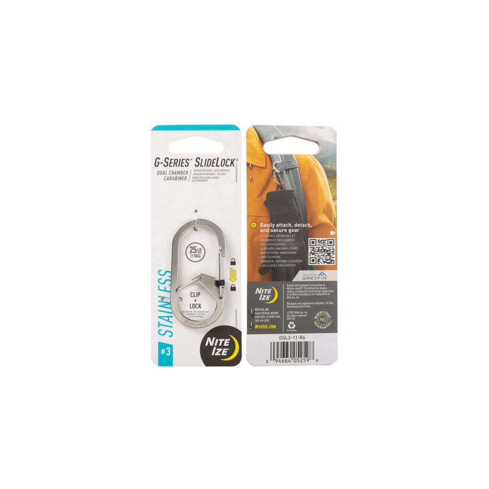 Nite-Ize G-Series Karabijnhaak Slidelock Zilver #3 Zilver NI GSL3-11-R6 gadgets en handigheden online bestellen bij Kathmandu Outdoor & Travel