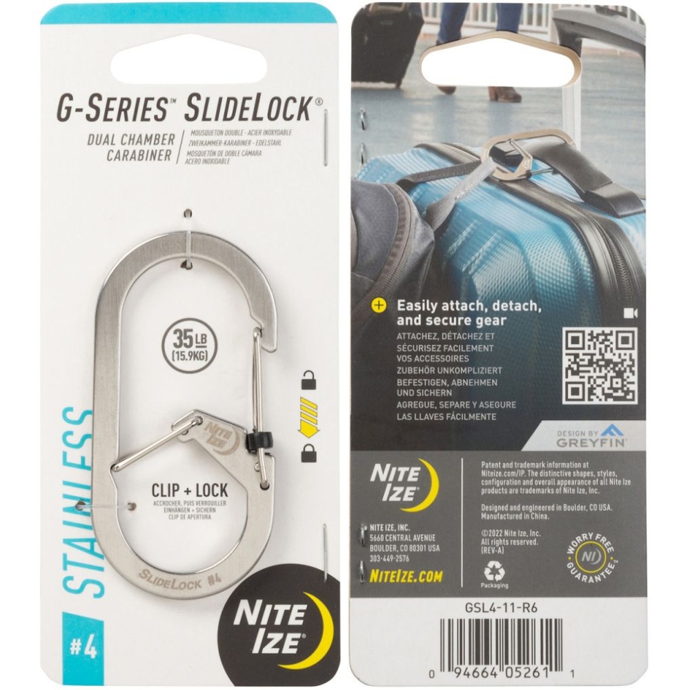 Nite-Ize G-Series Karabijnhaak Slidelock Zilver #4 Zilver NI GSL4-11-R6 gadgets en handigheden online bestellen bij Kathmandu Outdoor & Travel