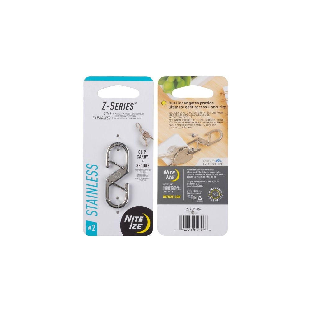 Nite-Ize Z-Series Karabijnhaak Zilver #2 Zilver NI ZS2-11-R6 gadgets en handigheden online bestellen bij Kathmandu Outdoor & Travel