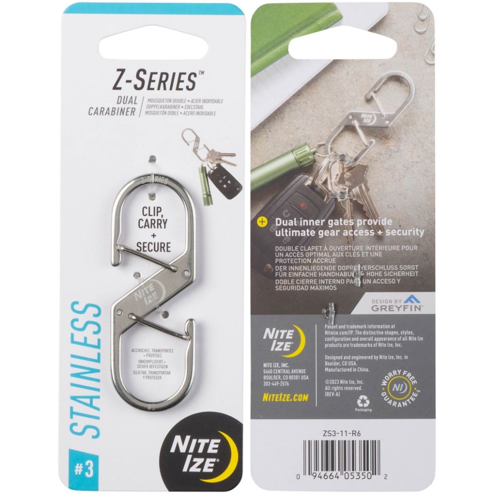 Nite-Ize Z-Series Karabijnhaak Zilver #3 Zilver NI ZS3-11-R6 gadgets en handigheden online bestellen bij Kathmandu Outdoor & Travel