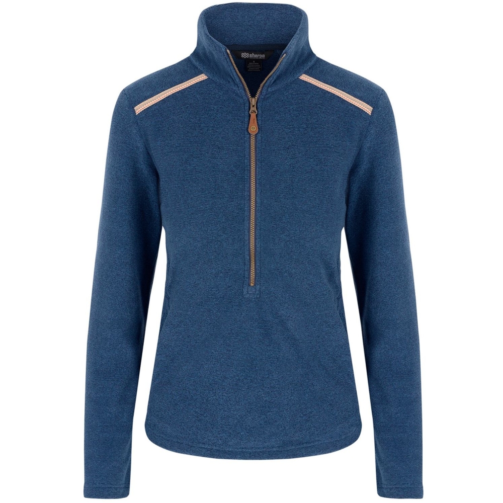 Sherpa Adventure Gear Rolpa Eco Pullover Zip Women's Rathee Blue SW26050-392 fleeces en truien online bestellen bij Kathmandu Outdoor & Travel
