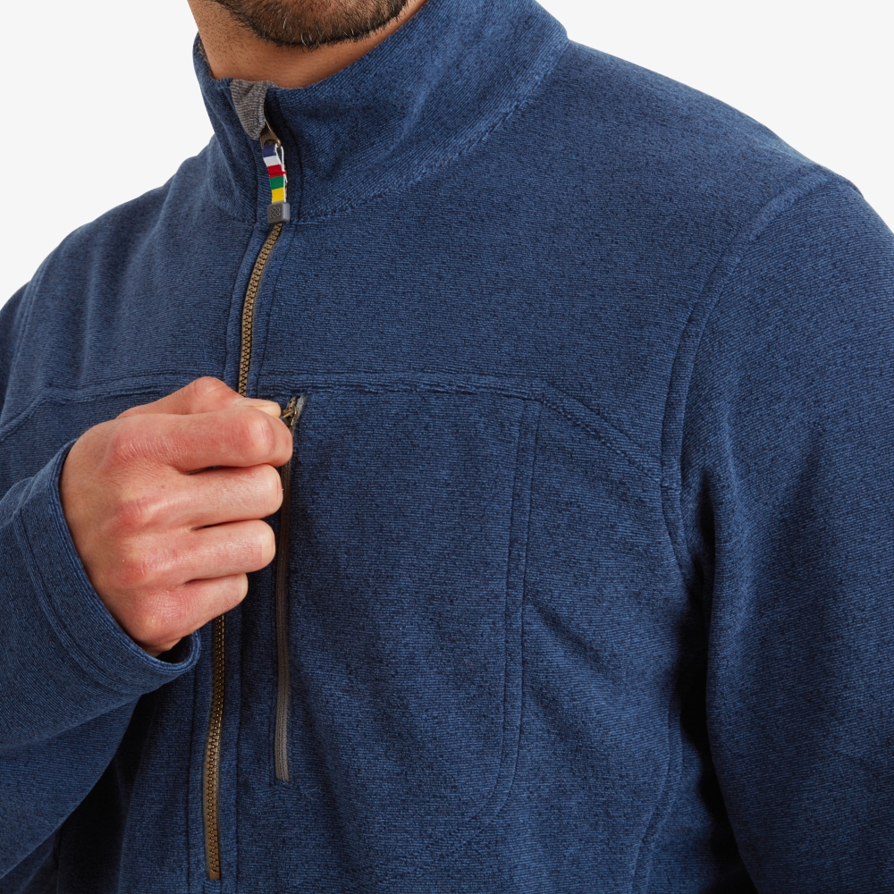 Sherpa Adventure Gear Rolpa Eco 1/4 Zip Rathee Blue SM16051-392 fleeces en truien online bestellen bij Kathmandu Outdoor & Travel