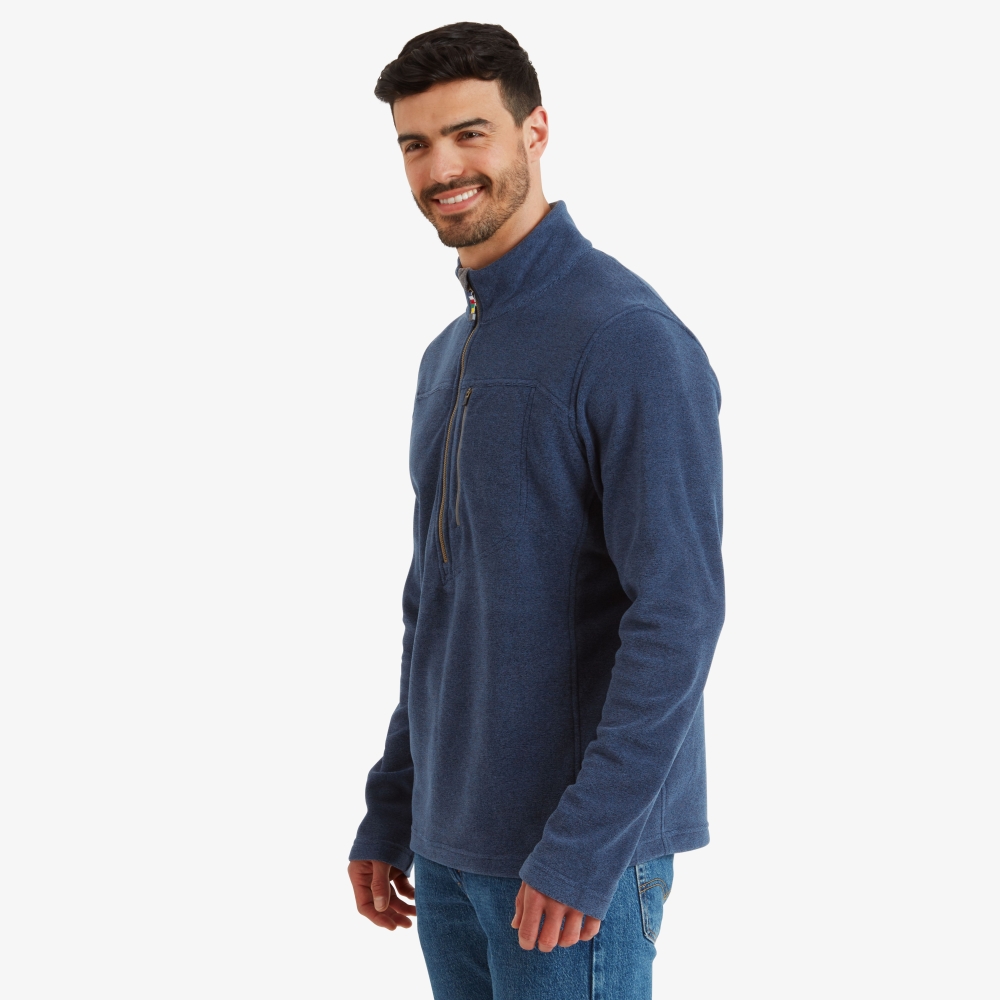Sherpa Adventure Gear Rolpa Eco 1/4 Zip Rathee Blue SM16051-392 fleeces en truien online bestellen bij Kathmandu Outdoor & Travel