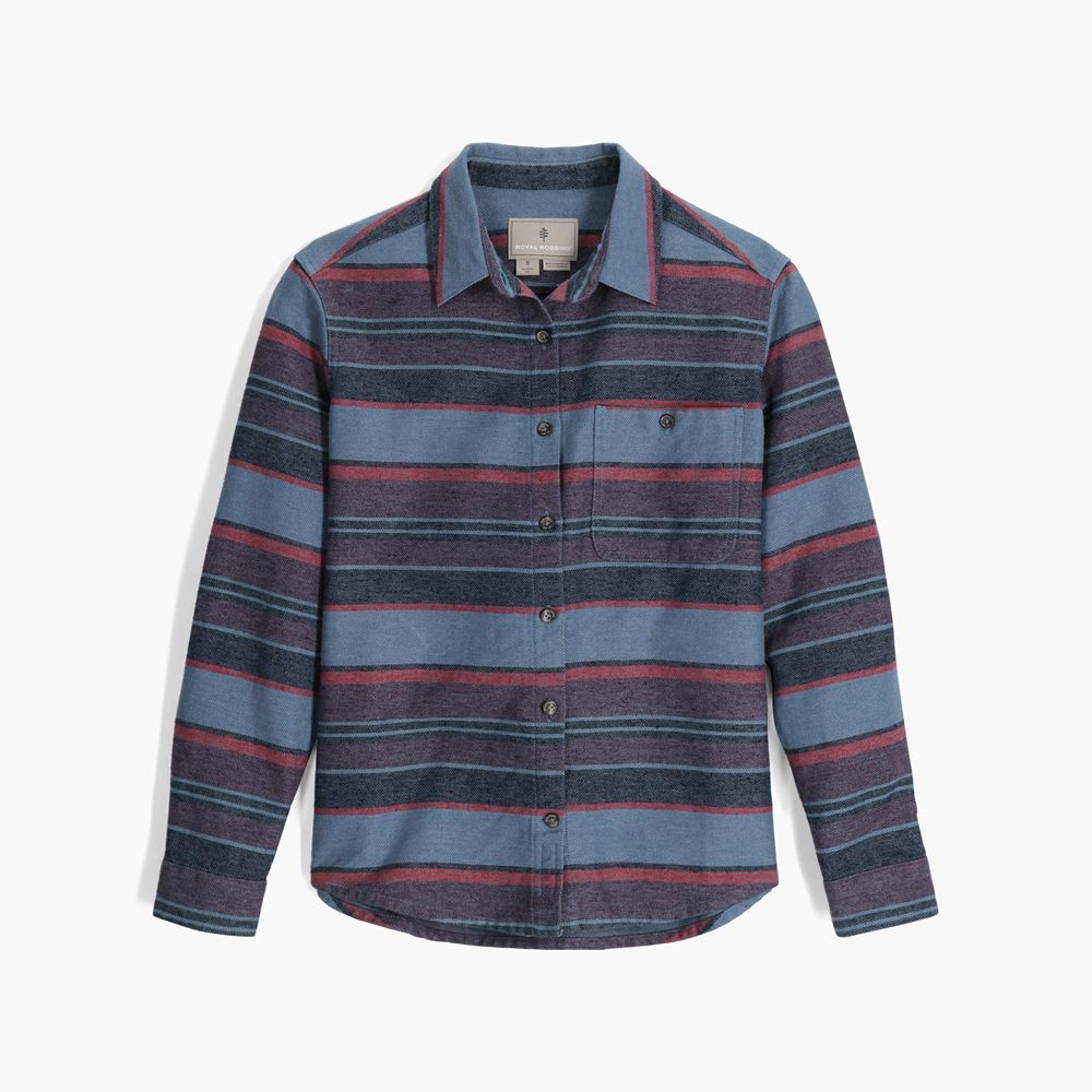 Royal Robbins Clouds Rest Hemp L/S Women's Sea Pacific Crest Stripe Y14600120-444 shirts en tops online bestellen bij Kathmandu Outdoor & Travel
